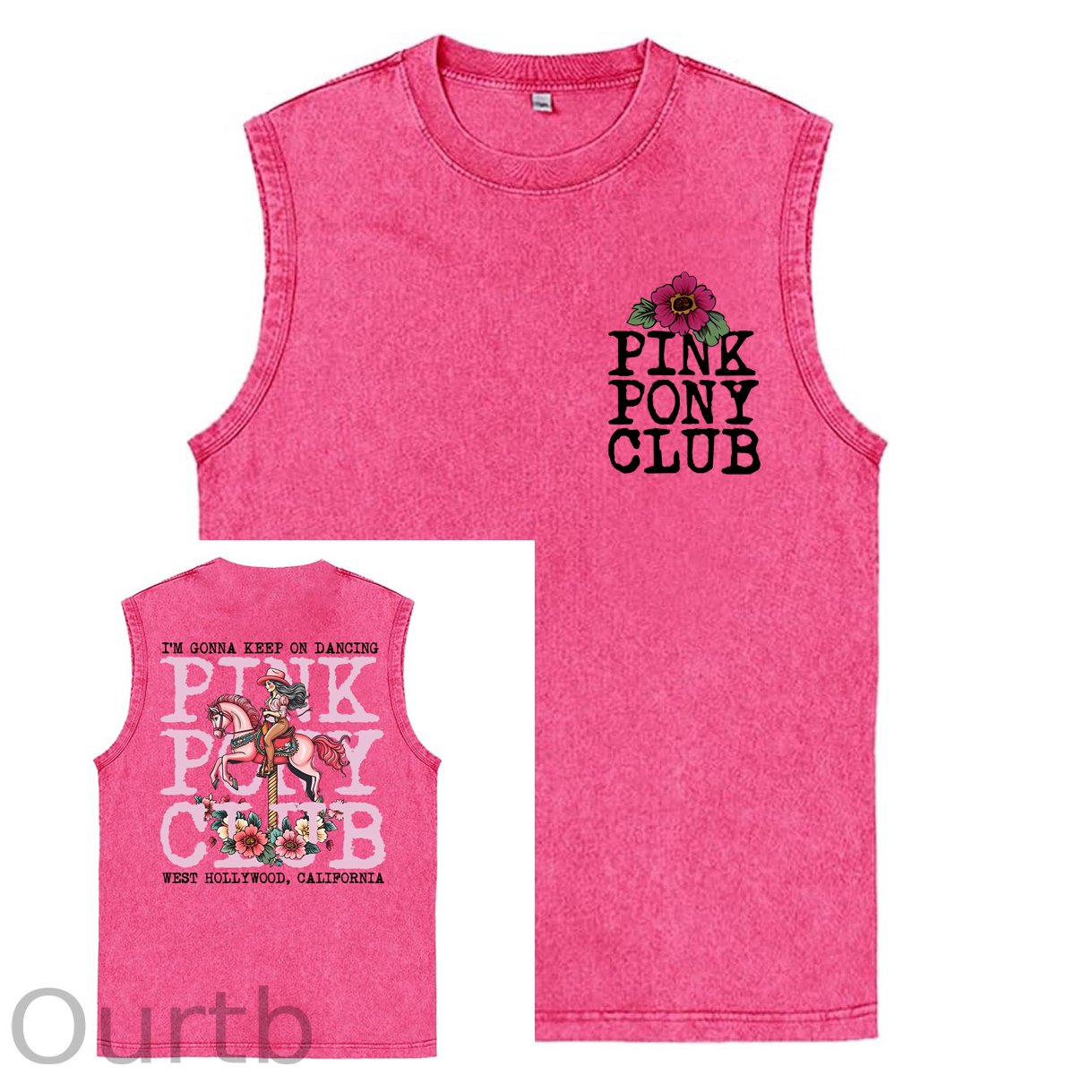 I'm Gonna Keep On Dacing Print Washed Cotton Sleeveless Tank Tops