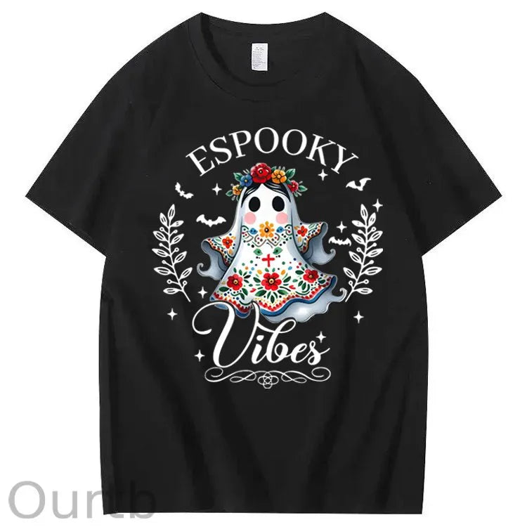 Halloween Espooky Vibes Mexican Boo Ghost 100% Cotton T-Shirt