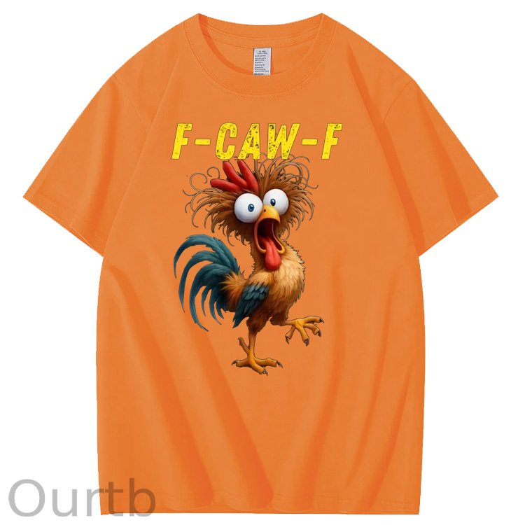 F-Caw-F Crazy Chicken Pattern100% Cotton T-Shirt