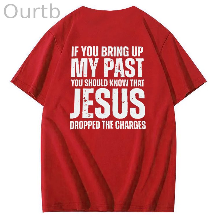 Bring Up My Past Jesus Pattern Print Crew Neck T-Shirt