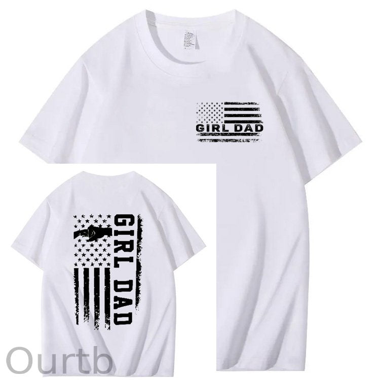 Girl Dad Pattern Print 100%Cotton T-Shirt