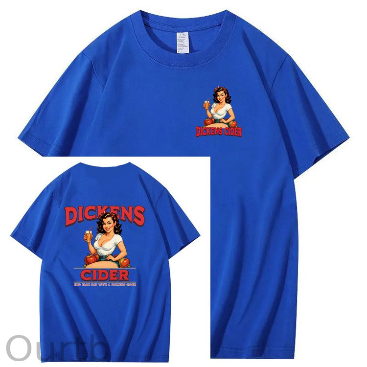End Each Day With A Dicknes Cider Pattern Print 100%Cotton T-Shirt