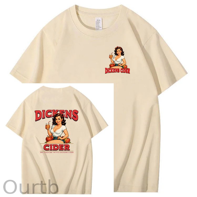 End Each Day With A Dicknes Cider Pattern Print 100%Cotton T-Shirt
