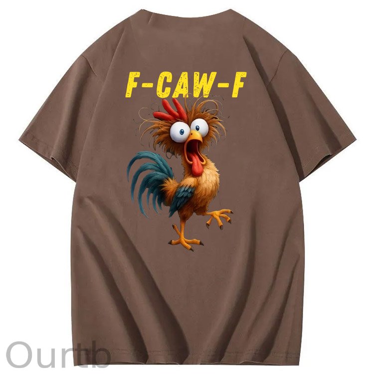 F-Caw-F Crazy Funny Chicken Pattern100% Cotton T-Shirt