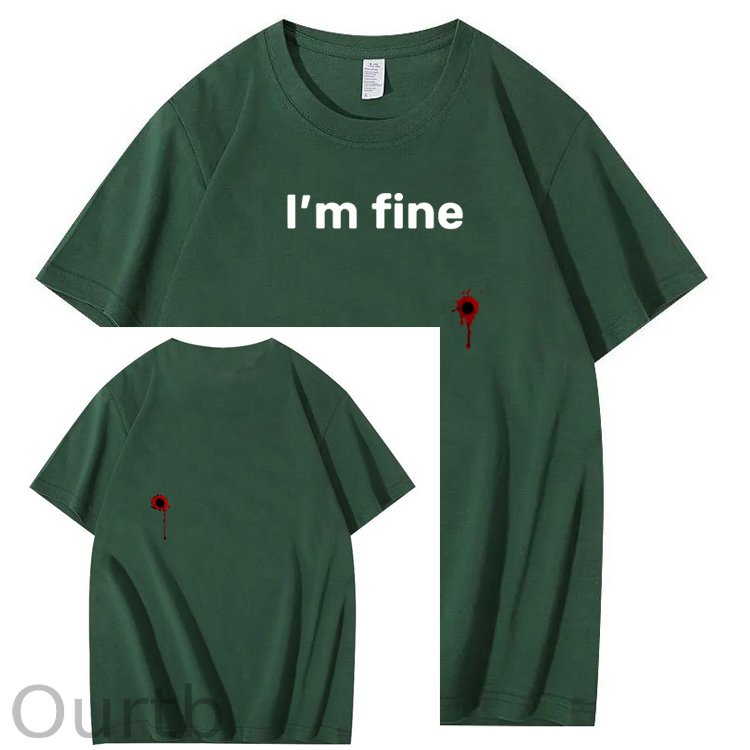 I'm Fine Pattern100% Cotton T-Shirt