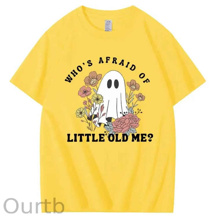 Halloween Who's Afraid Of Little Old Me Pattern100% Cotton T-Shirt
