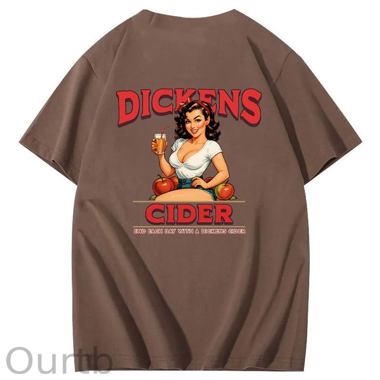 End Each Day With A Dicknes Cider Pattern Print 100%Cotton T-Shirt