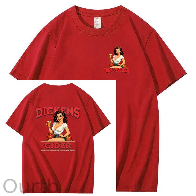 End Each Day With A Dicknes Cider Pattern Print 100%Cotton T-Shirt
