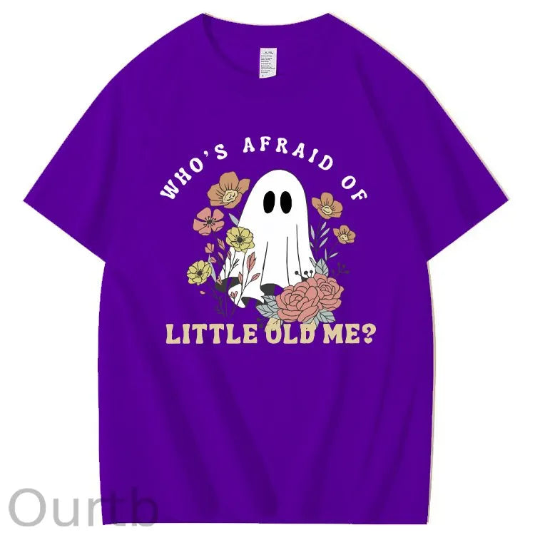 Halloween Who's Afraid Of Little Old Me Funny Pattern100% Cotton T-Shirt