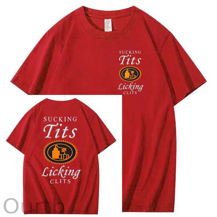 Sucking Tits Licking Clits Pattern Print 100%Cotton T-Shirt