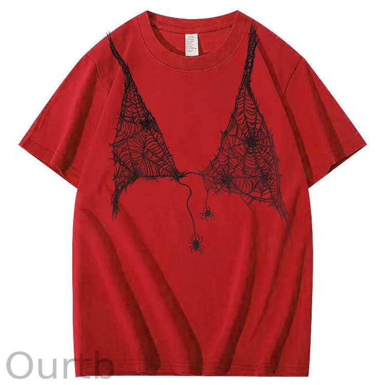 Halloween Fun Spider Web Bra Pattern Pattern Print 100%Cotton T-Shirt
