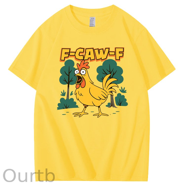 F-Caw-F Crazy Shock Chicken Pattern100% Cotton T-Shirt
