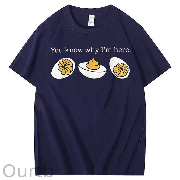 Retro Thanksgiving Dinner You Know Why I'm Here Deviled Egg 100% Cotton T-Shirt