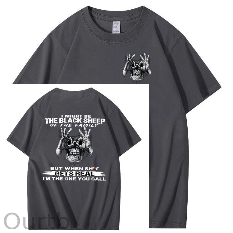The Blacksheep Of The Family Pattern Print 100%Cotton T-Shirt