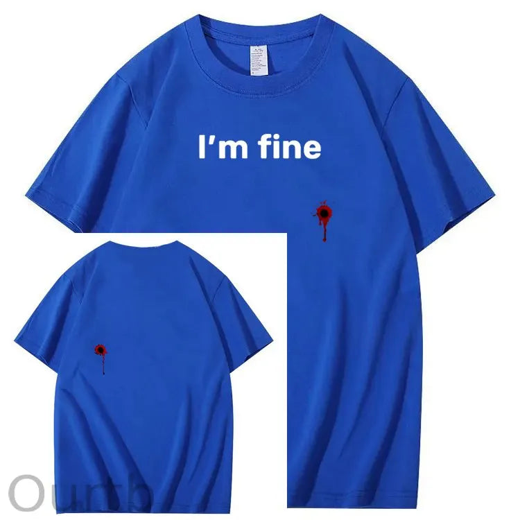 I'm Fine Pattern100% Cotton T-Shirt
