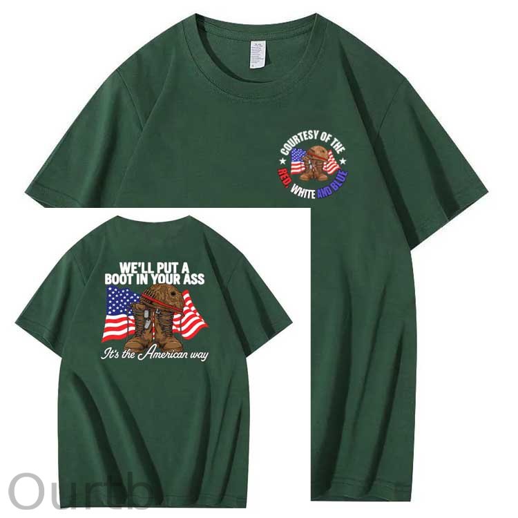 We'll Put A Boot In Your Ass Pattern Print 100%Cotton T-Shirt