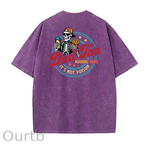 Dad Tax Washed And Distressed Pattern Crew Neck T-Shirt