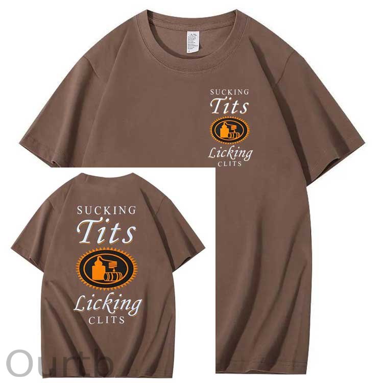 Sucking Tits Licking Clits Pattern Print 100%Cotton T-Shirt