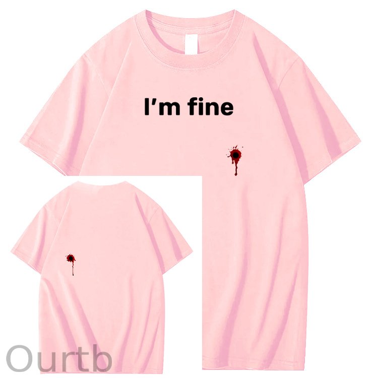 I'm Fine Pattern100% Cotton T-Shirt