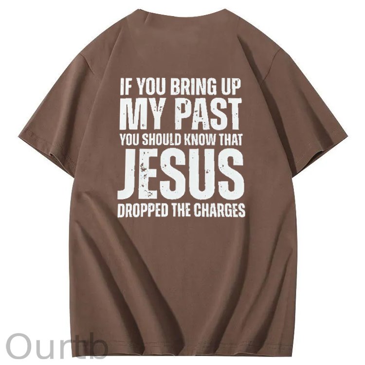 Bring Up My Past Jesus Pattern Print Crew Neck T-Shirt