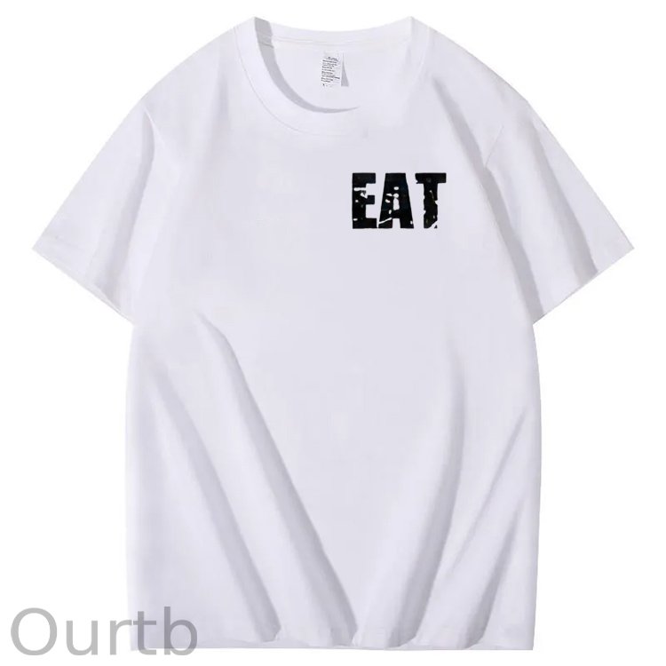 Eat Healthy Pattern Print 100%Cotton T-Shirt