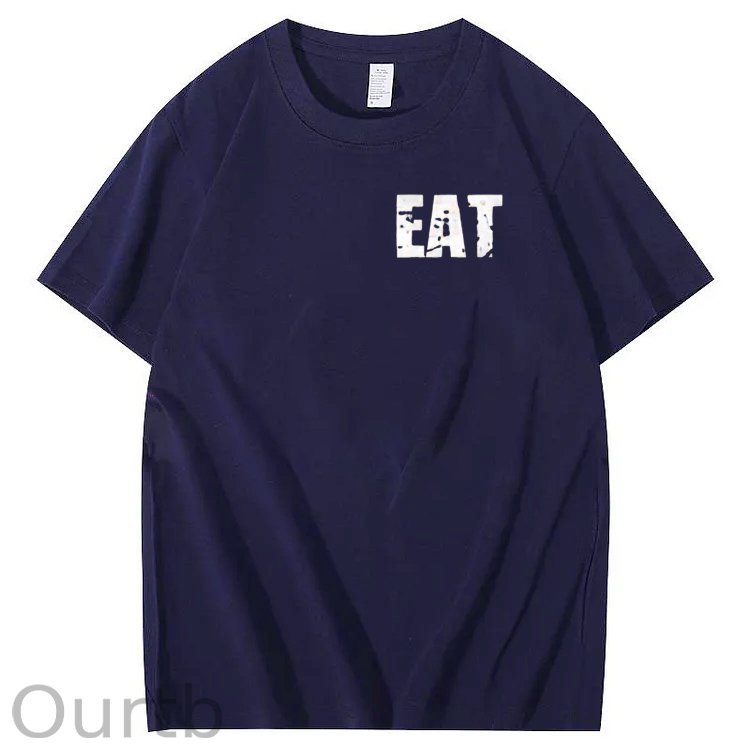 Eat Healthy Pattern Print 100%Cotton T-Shirt