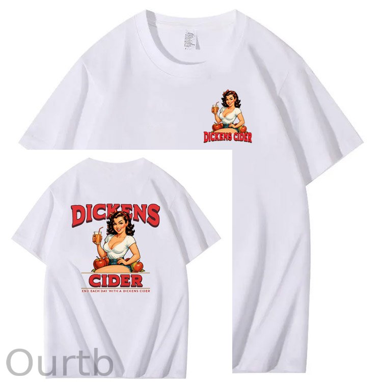 End Each Day With A Dicknes Cider Pattern Print 100%Cotton T-Shirt