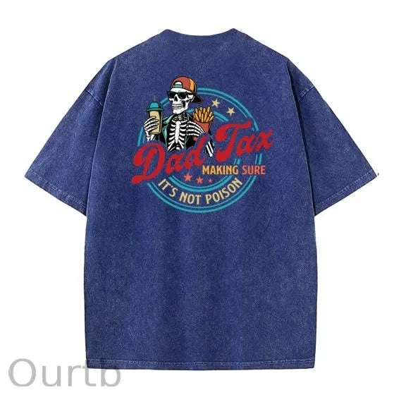 Dad Tax Washed And Distressed Pattern Crew Neck T-Shirt