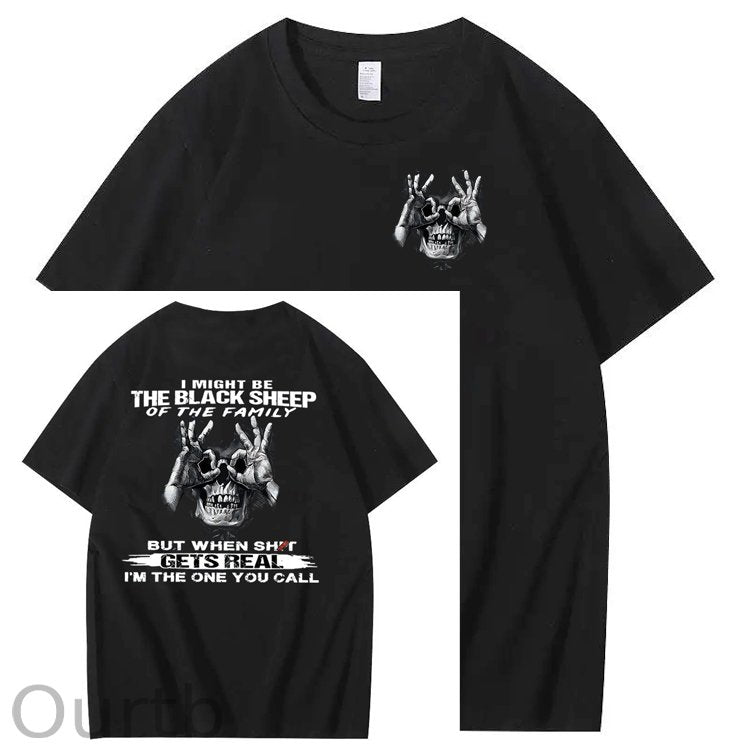 The Blacksheep Of The Family Pattern Print 100%Cotton T-Shirt