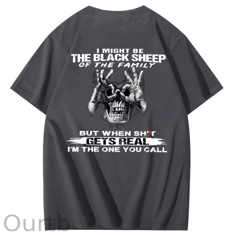 The Blacksheep Of The Family Pattern Print 100%Cotton T-Shirt