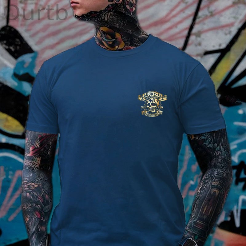 LUCKY THIRTEEN Skull Black Print T-shirt