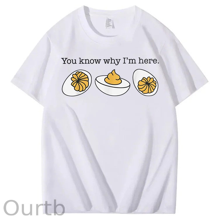 Retro Thanksgiving Dinner You Know Why I'm Here Deviled Egg 100% Cotton T-Shirt