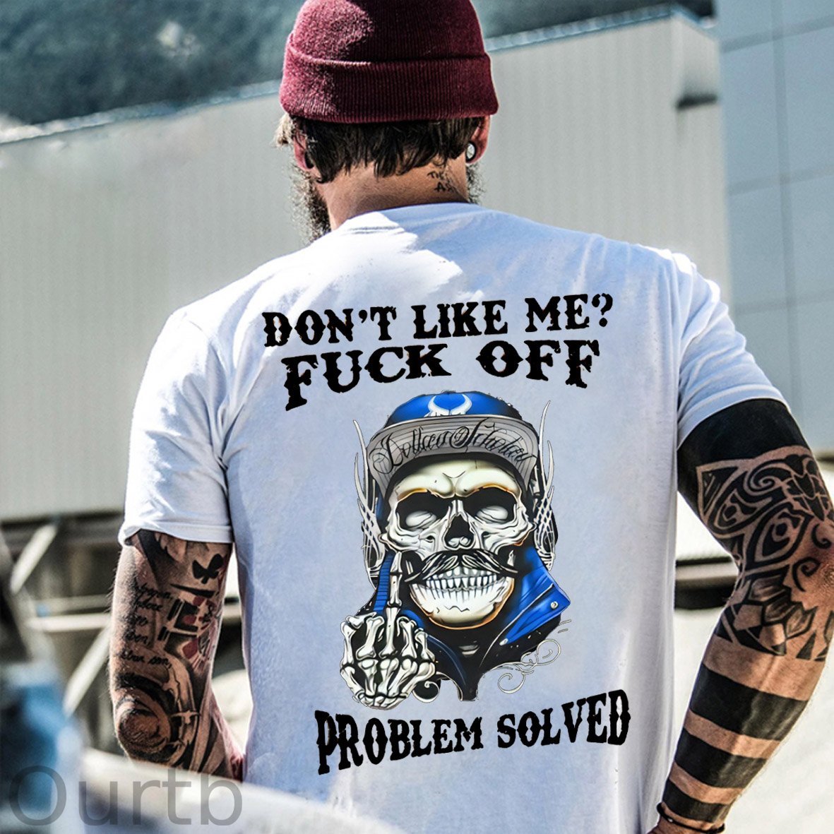 Don't Like Me Fuck Off Problem Solved Pattern Print 100%Cotton T-Shirt