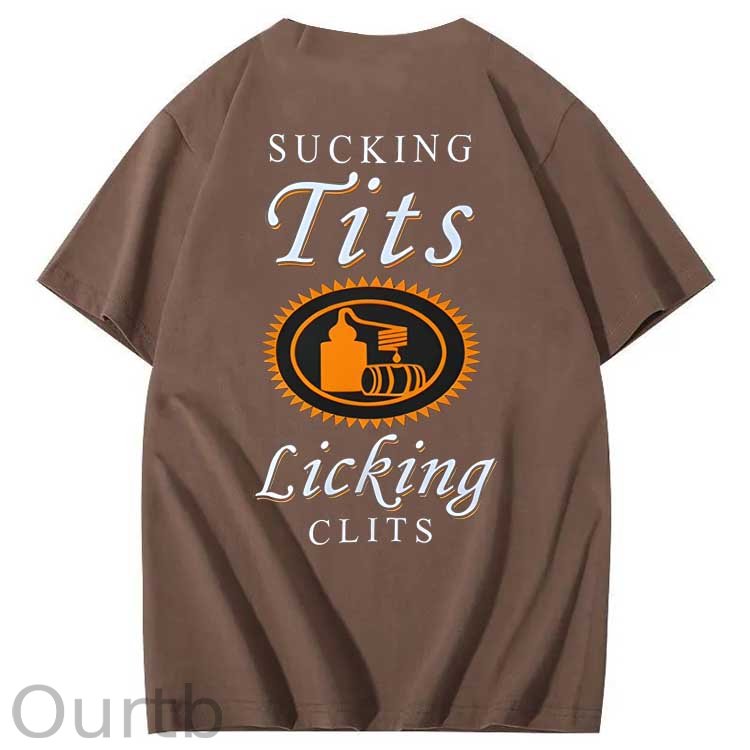 Sucking Tits Licking Clits Pattern Print 100%Cotton T-Shirt