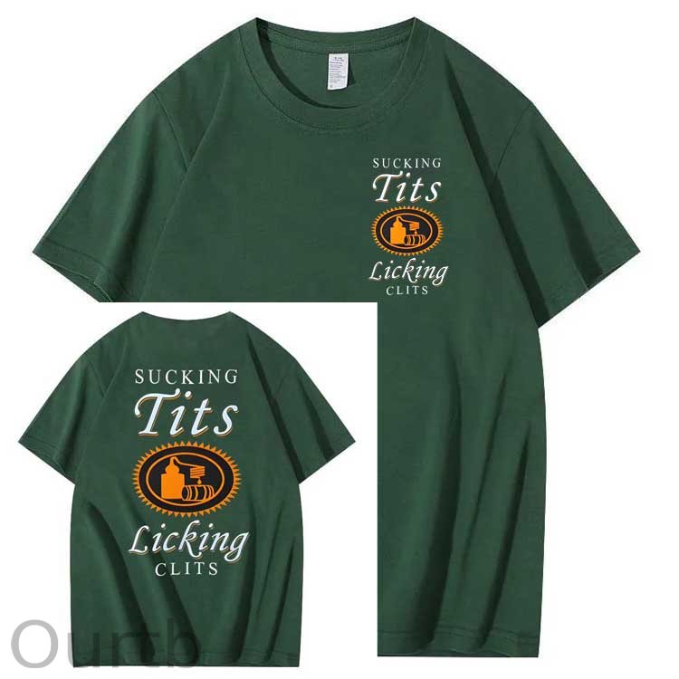 Sucking Tits Licking Clits Pattern Print 100%Cotton T-Shirt