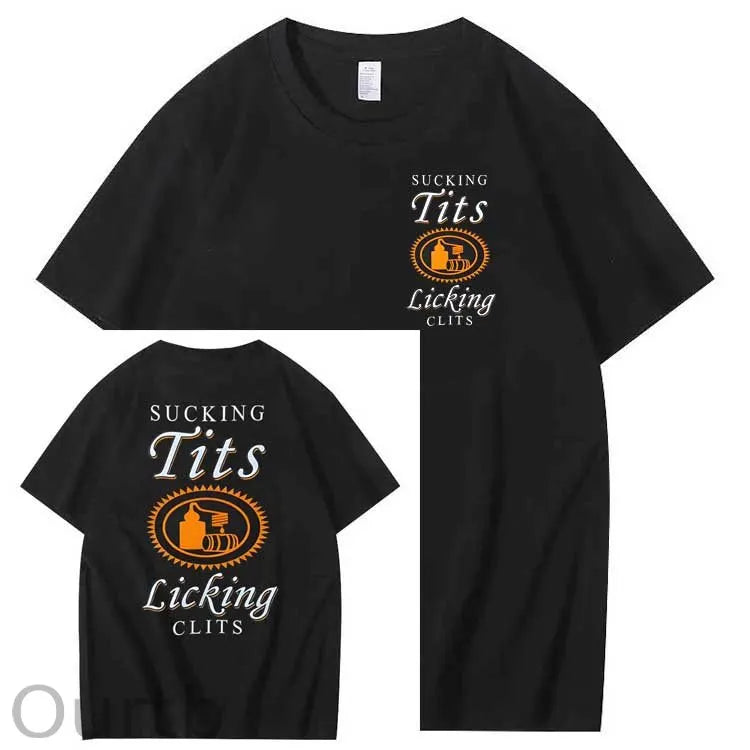 Sucking Tits Licking Clits Pattern Print 100%Cotton T-Shirt