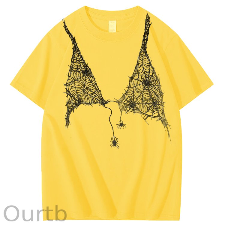 Halloween Fun Spider Web Bra Pattern Pattern Print 100%Cotton T-Shirt