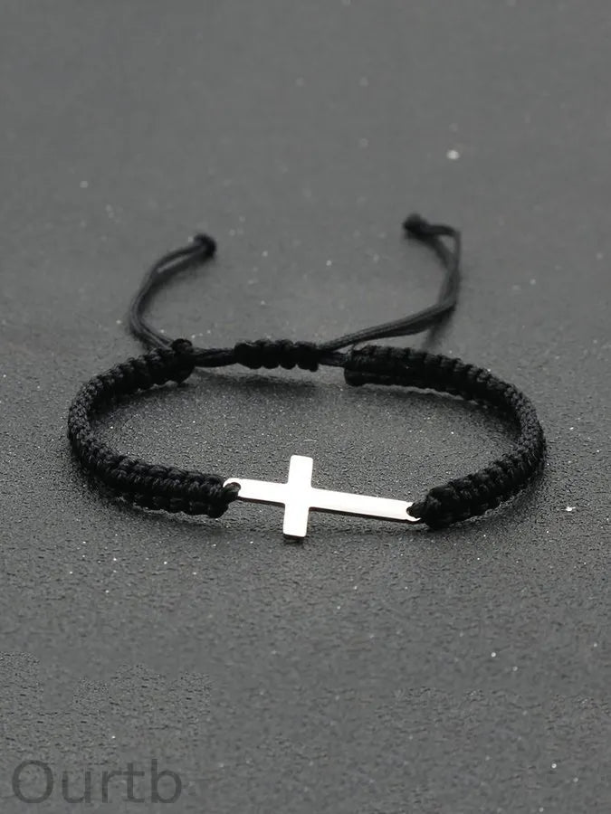 Simple Stainless Steel Cross Braided Bracelet