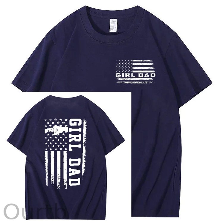 Girl Dad Pattern Print 100%Cotton T-Shirt