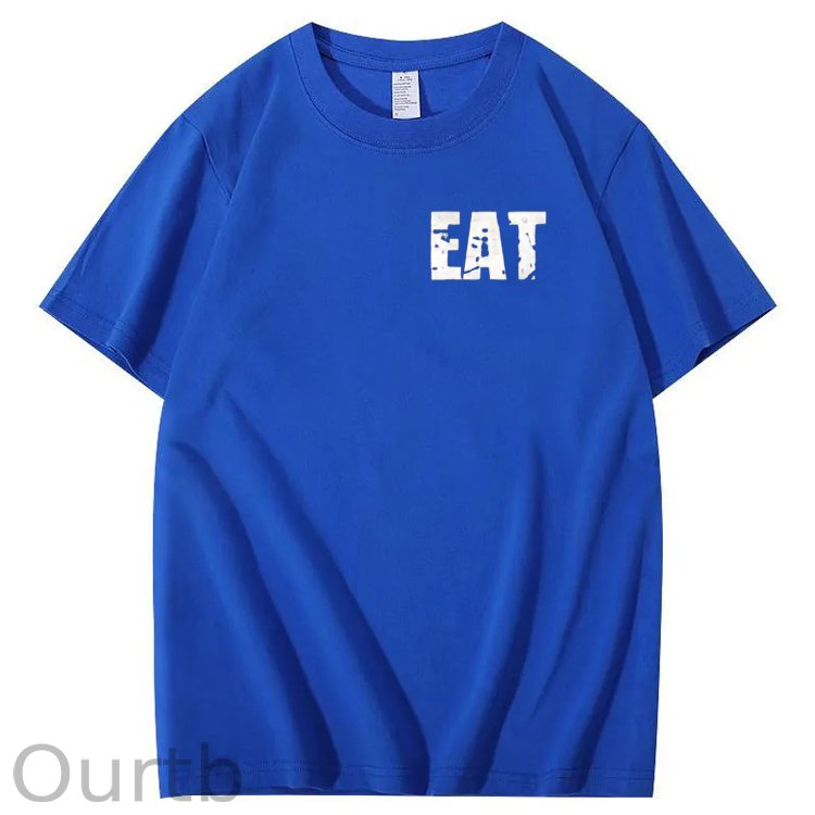 Eat Healthy Pattern Print 100%Cotton T-Shirt