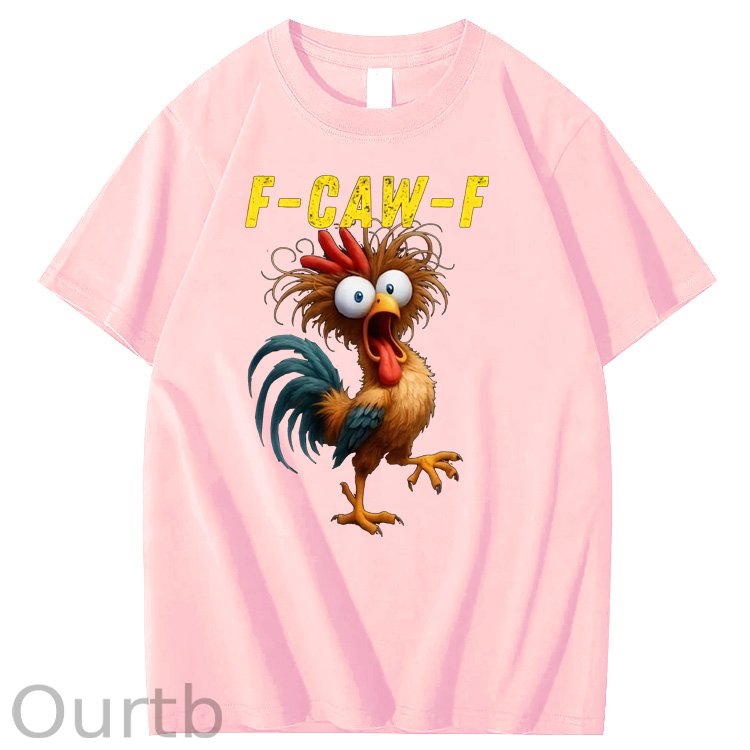F-Caw-F Crazy Chicken Pattern100% Cotton T-Shirt