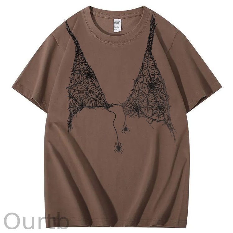 Halloween Fun Spider Web Bra Pattern Pattern Print 100%Cotton T-Shirt