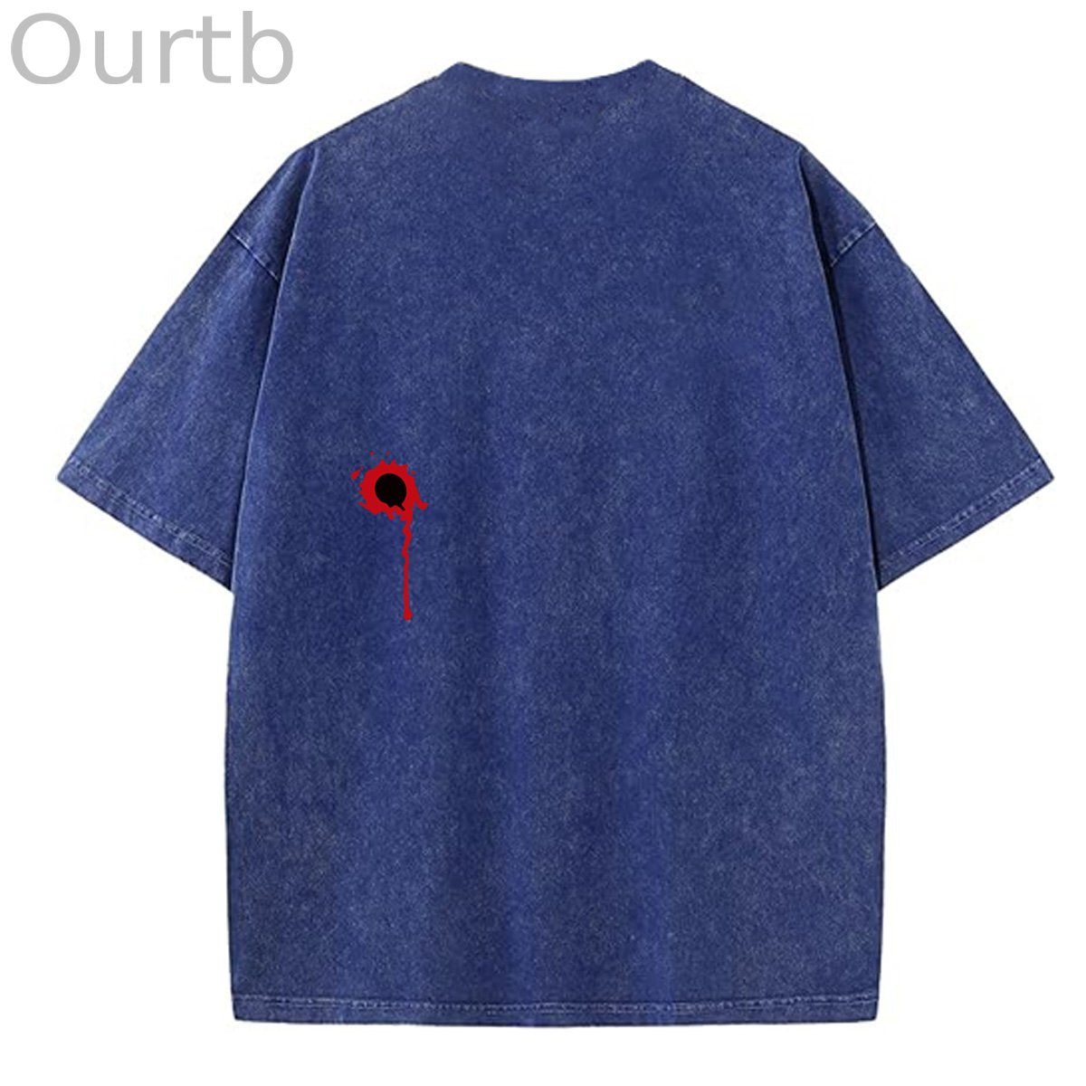 I'm Fine Pattern Washing And Aging Process Crew Neck T-Shirt