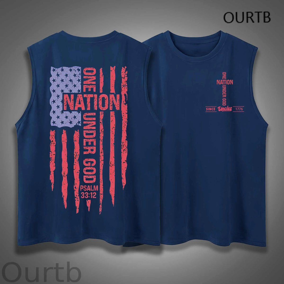 Uncle Since 1776 One Nation Under God USA Independence Day Funny Adult Discomfort Art Print Cotton Sleeveless Tank Tops