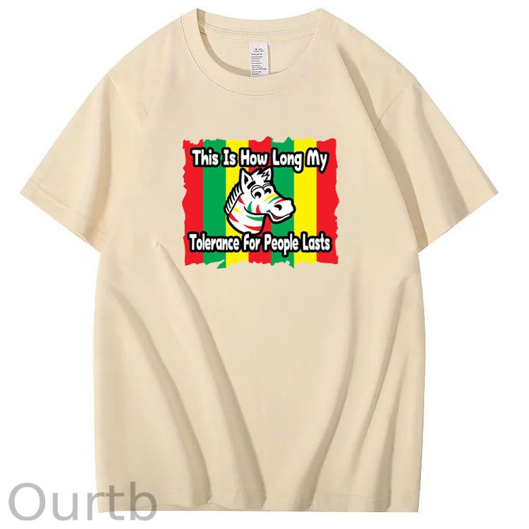 This Is How Long my Tolerance For People Lasts Pattern Print Crew Neck T-Shirt