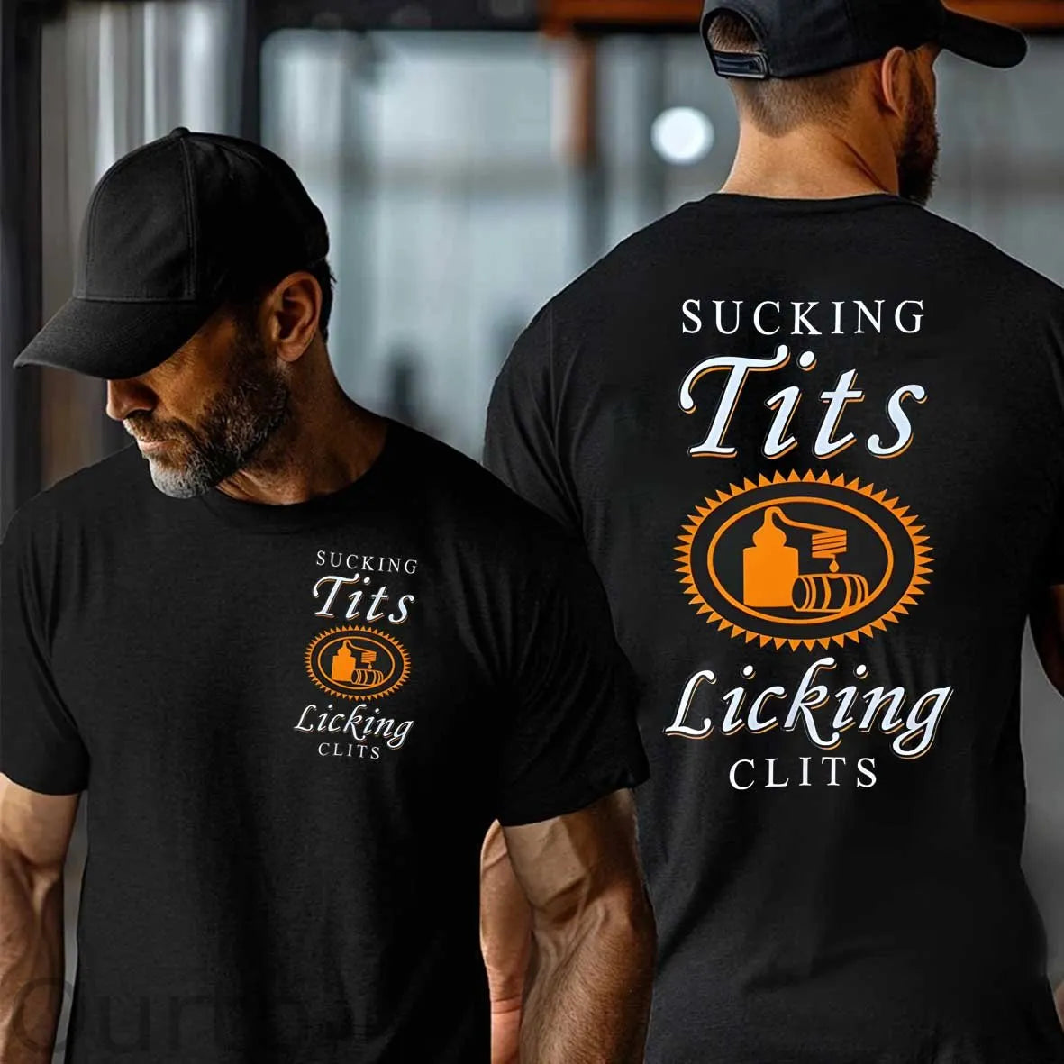 Sucking Tits Licking Clits Pattern Print 100%Cotton T-Shirt