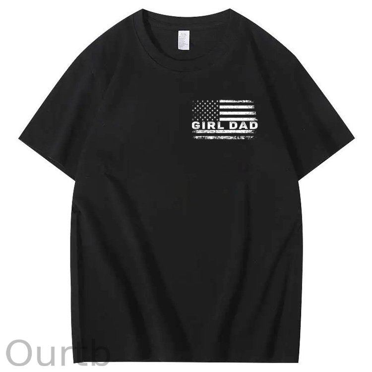 Girl Dad Pattern Print 100%Cotton T-Shirt