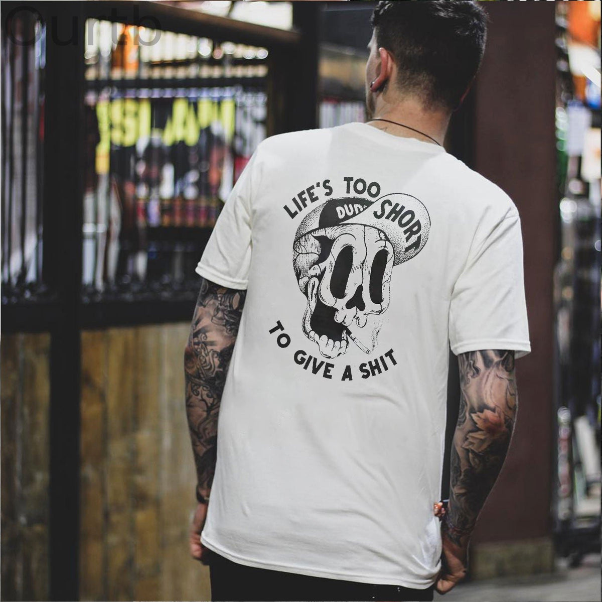 LIFE’S TOO SHORT TO GIVE A SHIT Funny Skull Print T-shirt