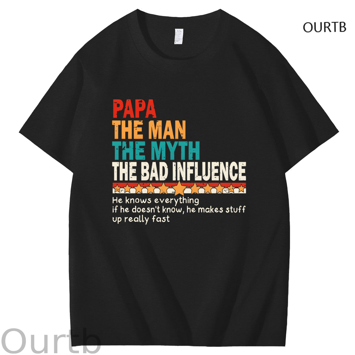 Papa The Man The Myth The Bad Influence Art Pattern Print T-Shirt