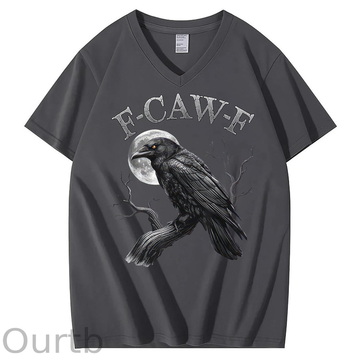 F-Caw-F Crow 100% Cotton V Neck T-Shirt